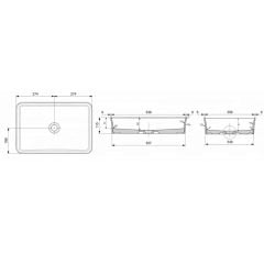 Bocchi Slim Line Dikdörtgen İnce Kenar Lavabo 55×38 cm-Parlak Beyaz